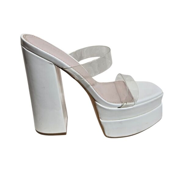 FOREVER 21 Women's White Platform And Clear Heels - Picture 1 of 9
